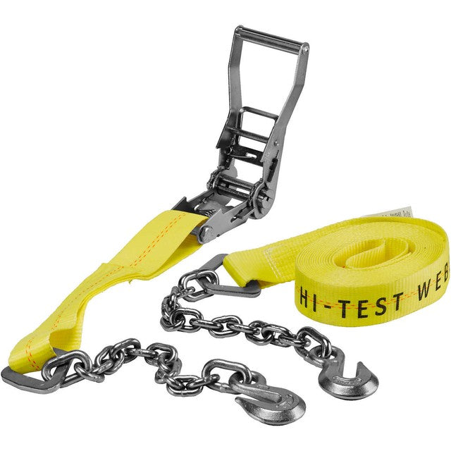 27FT X 2IN RATCHET TIEDOWN W/CHAIN ENDS & GRAB HOOK 3333 LBS WLL (10000 LBS.