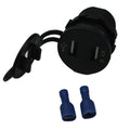DUAL PORT USB SOCKET W/VOLTMETER IN BLUE LED2 PORT USB SOCKET 4.2A