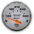 Autometer Marine White Ultra-Lite 2-1/16in Electric Oil Temperature Gauge 140-300 Deg F