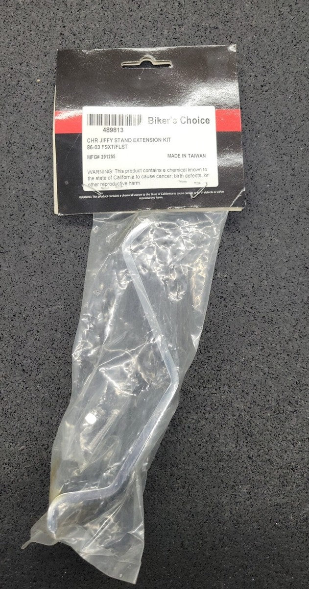 Bikers Choice 84-02 FLHR/FLT 86-06 FXST FLST Chrome Jiffy Stand Extension Kit