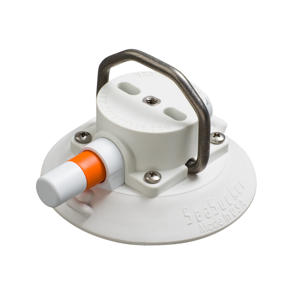 SeaSucker 4.5in. SeaSucker w/Flat-Top Stainless Steel D-Ring - White