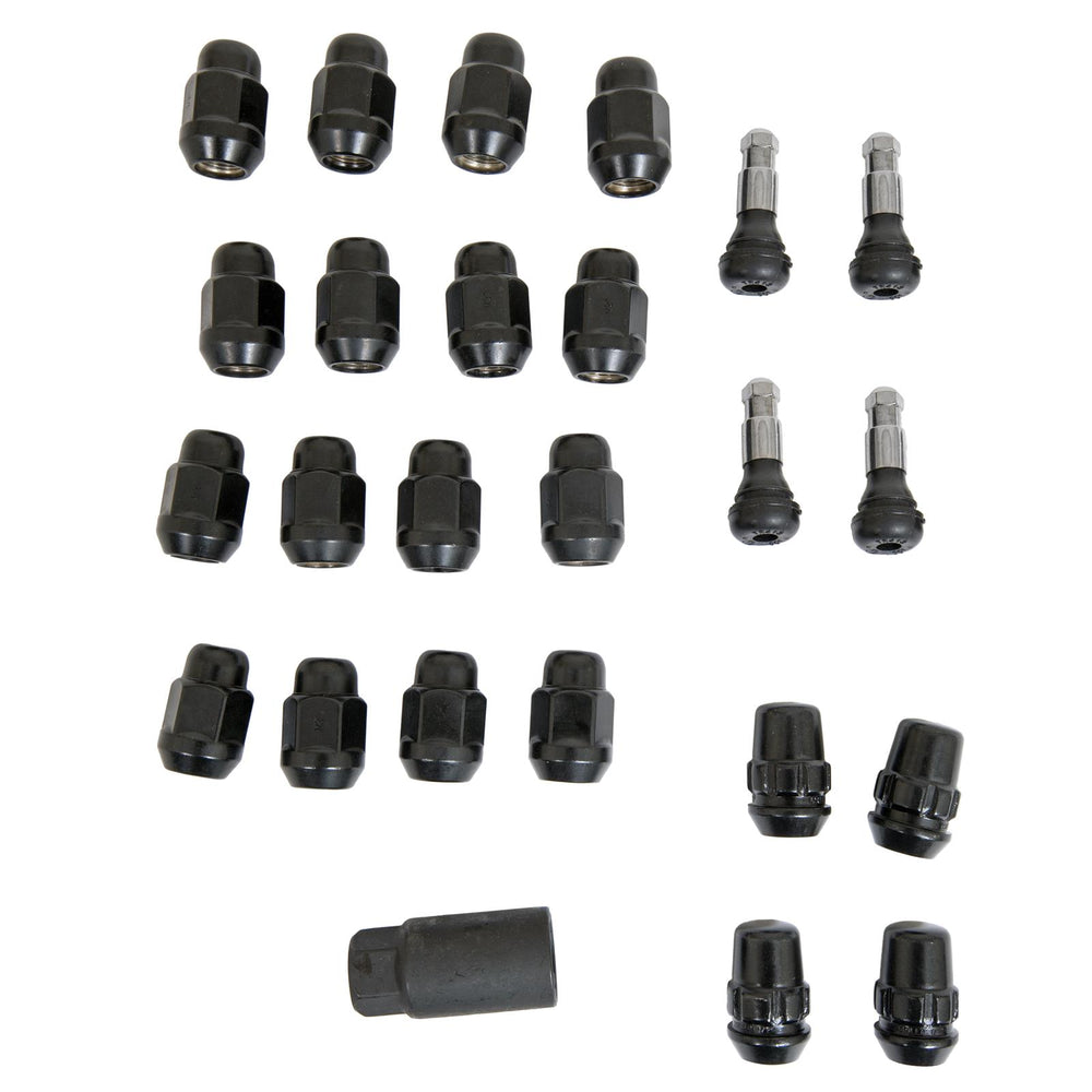WHEEL INSTALLATION KITS WITH GORILLA LOCKS ACORN BULGE (13/16IN HEX) 1/2IN BLACK CHROME