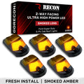 Ford 17-23 Superduty (1-Piece Single Cab Light) Smoked Cab Roof Light Lens with 2-Way Forward Rear Facing Amber ULTRA High-Power LEDs - 1-Piece Single Cab Light ONLY