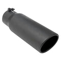 BLACK POWDER COATED 6IN ROLLED SLANT 15IN BLK EXHAUST TIP 4.00IN ID / 6.00IN OD