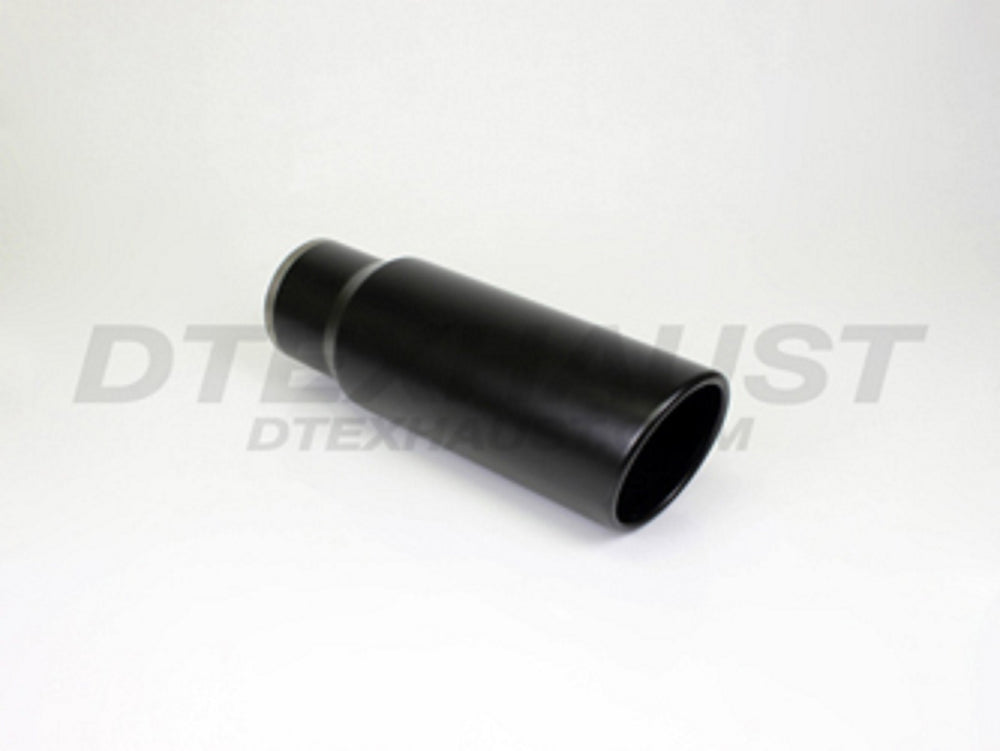 BLACK POWDER COATED 6IN ROLLED SLANT 15IN BLK EXHAUST TIP 4.00IN ID / 6.00IN OD