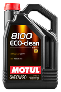 Motul 5L Synthetic Engine Oil 8100 0W20 Eco-Clean