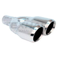 DUAL SLANTED ROLLED EDGE SS EXHAUST TIP 2.25IN ID / 3.50IN OD
