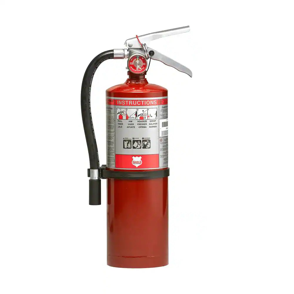 SHIELD FIRE PROTECTION RECHARGEABLE 5LB 2A:20B:C FIRE EXTINGUISHER W/ WALL HOOK
