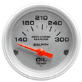 Autometer Marine Silver Ultra-Lite 2-1/16in Electric Oil Temperature Gauge 140-300 Deg F