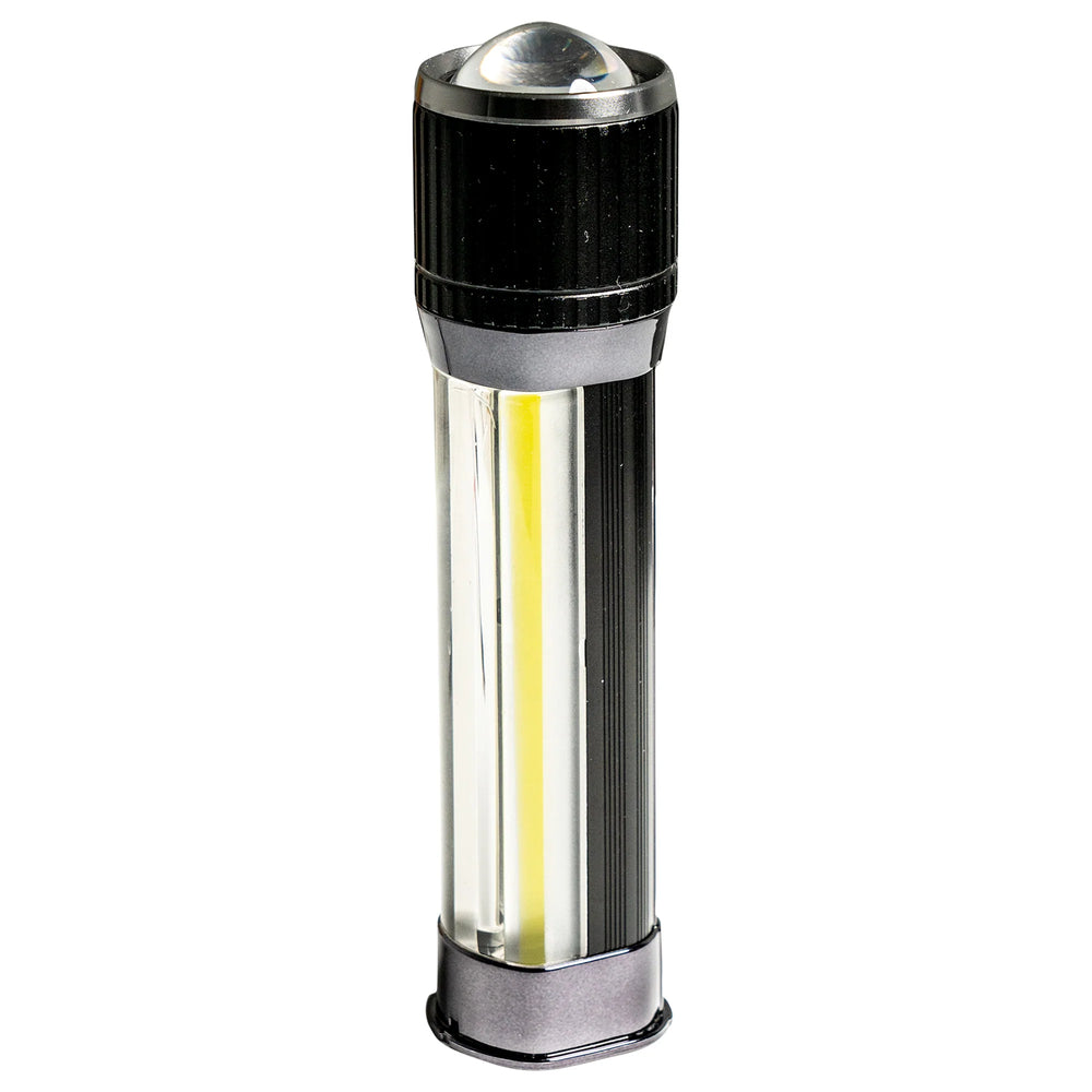 1700 Lumen Ultra High Power CREE XHP35.2 LED Flashlight w LED side lantern feature female USB plug to charge electronic devices - BLACK