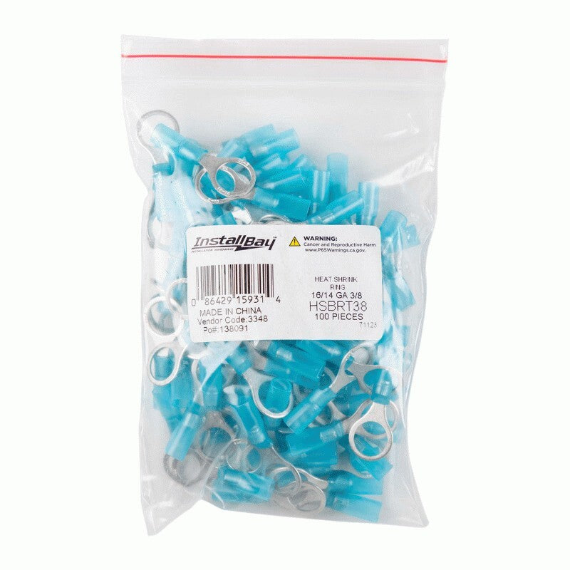 HEAT SHRINK BLUE RING TERMINAL 16-14 GAUGE 3/8 INCH