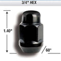 WHEEL INSTALLATION KITS WITH GORILLA LOCKS ACORN BULGE (3/4IN HEX) 12MM X 1.50 BLACK CHROME