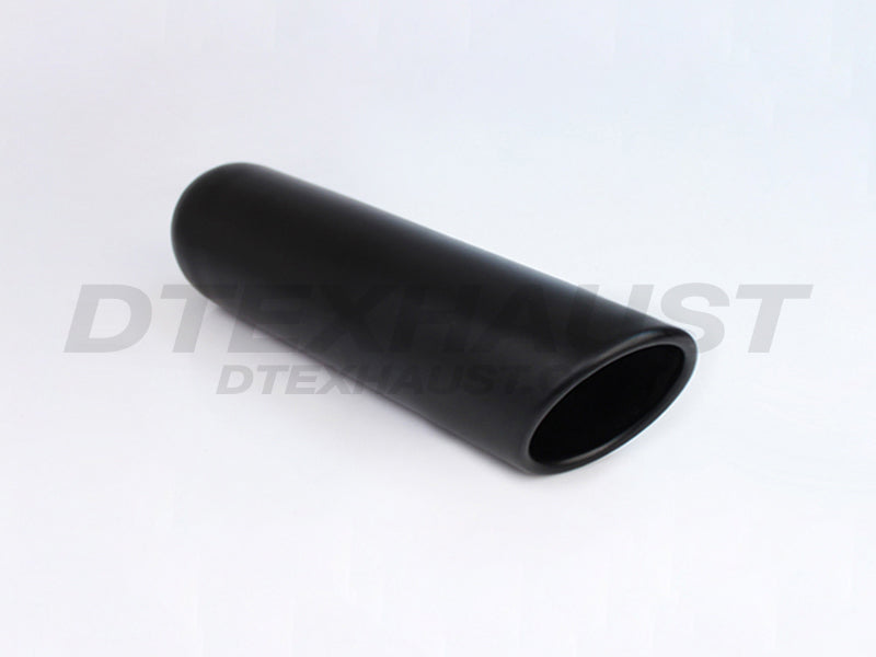 12IN ROLLED SLANT BLACK POWDER COATED EXHAUST TIP 2.50IN ID / 3.50IN OD