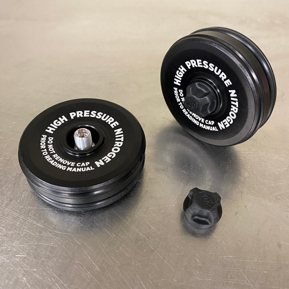 FOX 2.25 Bore Reservoir Schrader Endcap Upgrade (Pair - 5/16-32 - Stepped ID Reservoir)