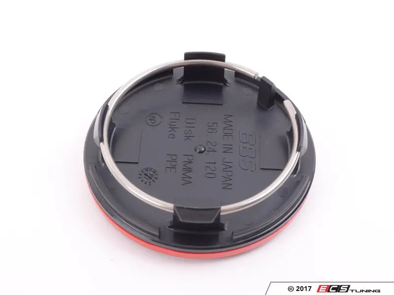 BBS Center Cap - 70mm Red w/ Gold 3D Logo (4-tab)