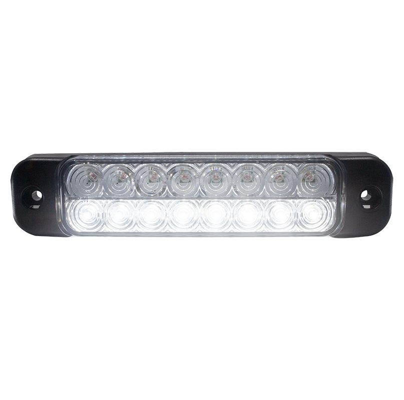 LED COMB FOG/REV RECT CLR LENS MV