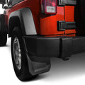 This pair of rear splash guards from Rugged Ridge fits 07-18 Jeep Wrangler.