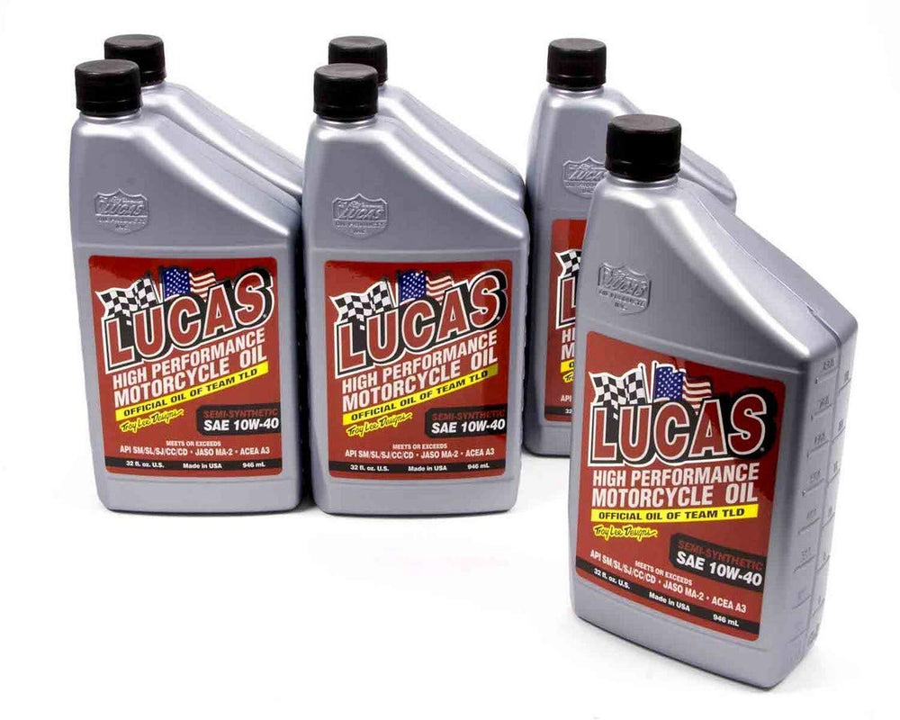 SEMISYNTHETIC SAE 10W40 MOTORCYCLE OIL 1 QUART CASE OF 6