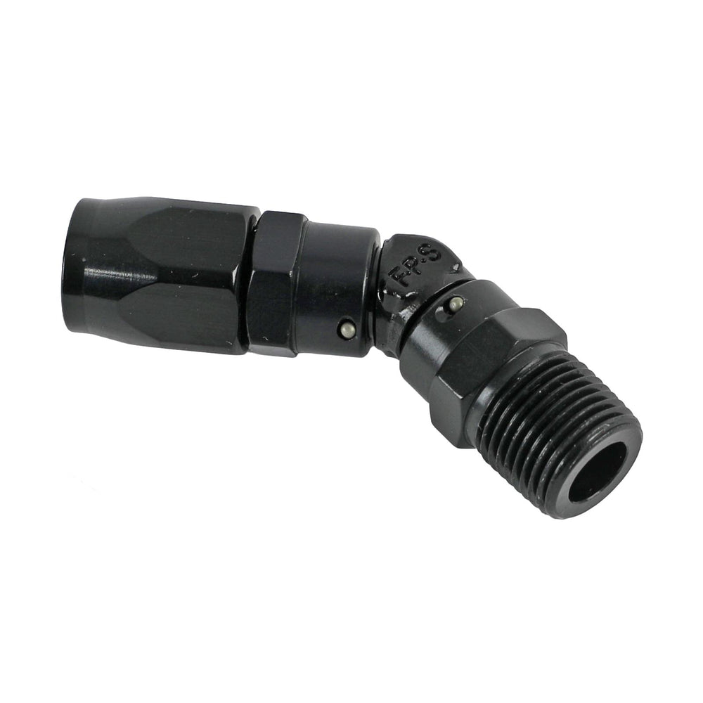 Fragola -6AN x 45 Degree Hose End x 3/8 NPT - Black