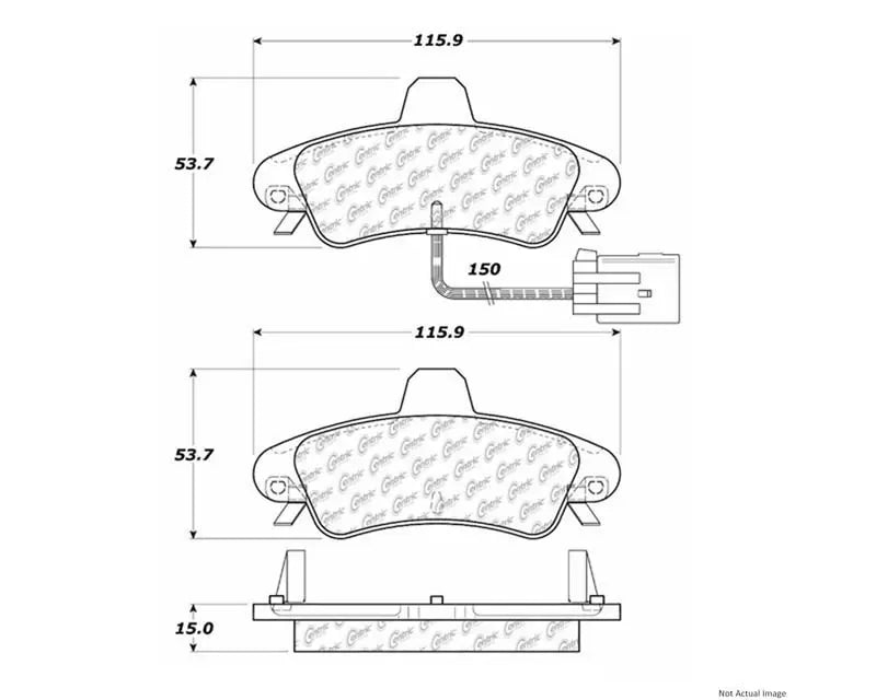 Centric Posi-Quiet Semi-Metallic Brake Pads w/Hardware - Rear