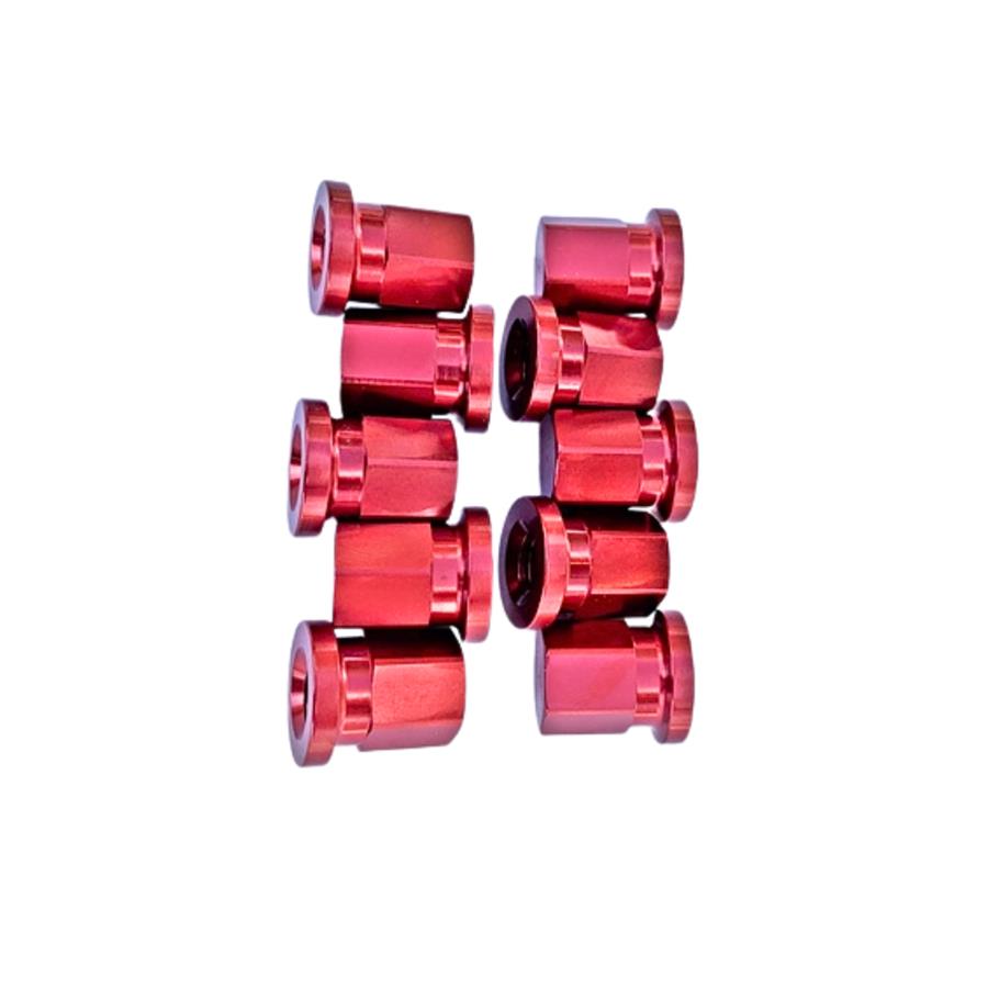 Cover Nuts For QC Rear Short Red 10 Pack