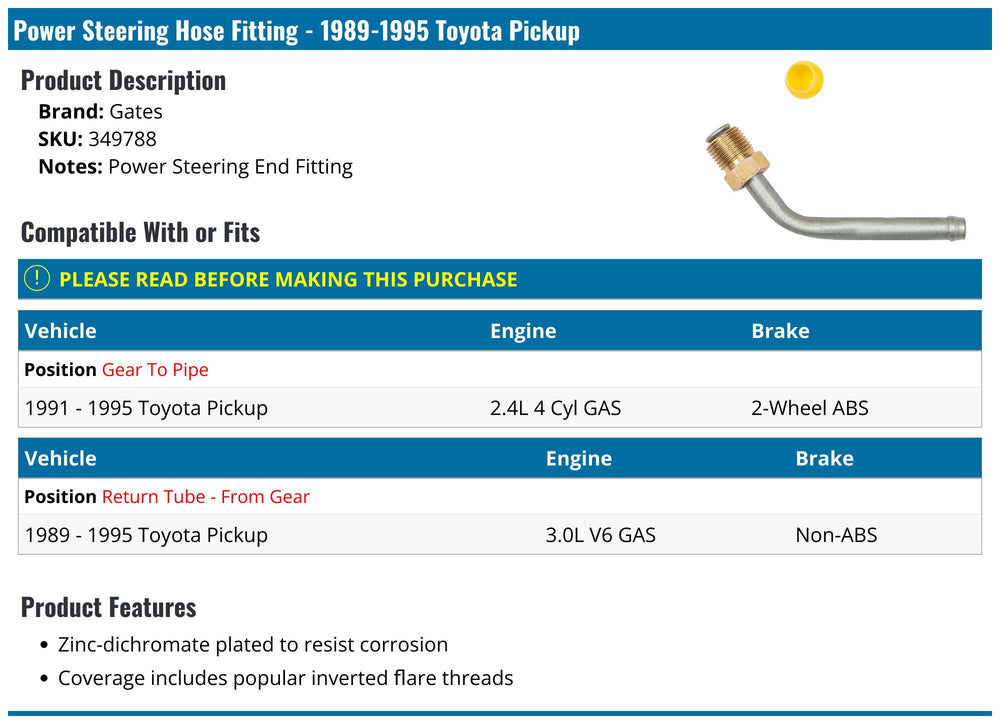 Gates Power Steering Hose End Fitting