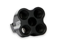 Showerhead Distribution Block Inlet -8 An O-Ring Female Port Outlet: (4) X -6 An O-Ring Female Port No Fittings Black Anodized NOS