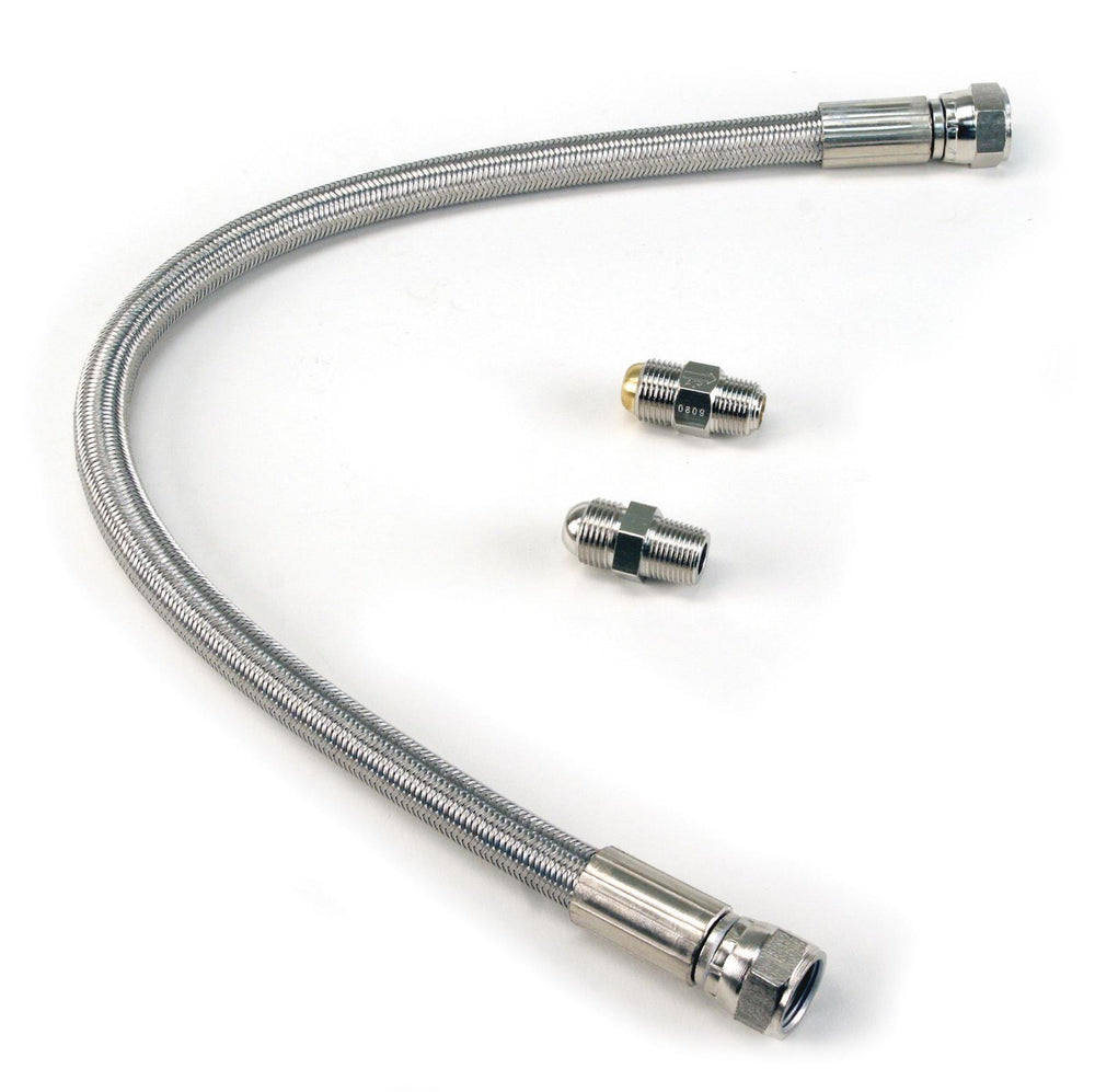 24 STAINLESS STEEL BRAIDED PTFE LEADER HOSE (3/8 CHECK VALVE SWIVEL FITTINGS