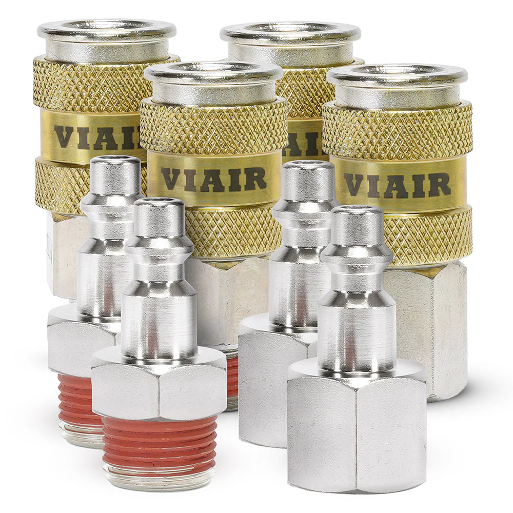 COUPLERS HIGH FLOW 3/8IN NPT M(2)& F(2)QUICK CONNECT STUDS 3/8IN M(2)& F(2)WITH VIAIR LOGO