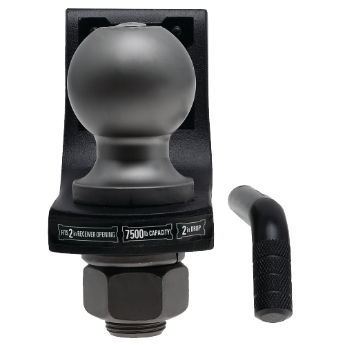 TACTICAL TRAILER HITCH BALL MOUNT STARTER KIT 2IN RECVR 2IN DROP 7500LB W/2IN BALL/PIN&CLIP