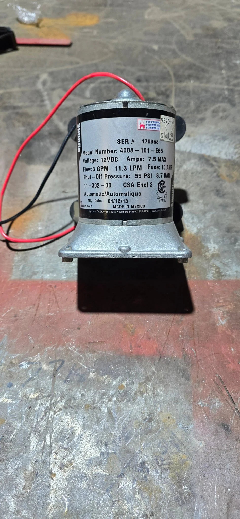12 VOLT DC MOTOR FOR 3 GPM 55PSI MODELS