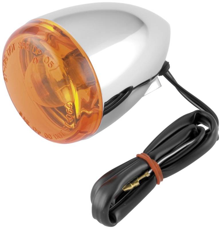 Bikers Choice Chrome Bullet Rear Turn Signal Amber Lens Dual Filament Replaces H-D 68977-00