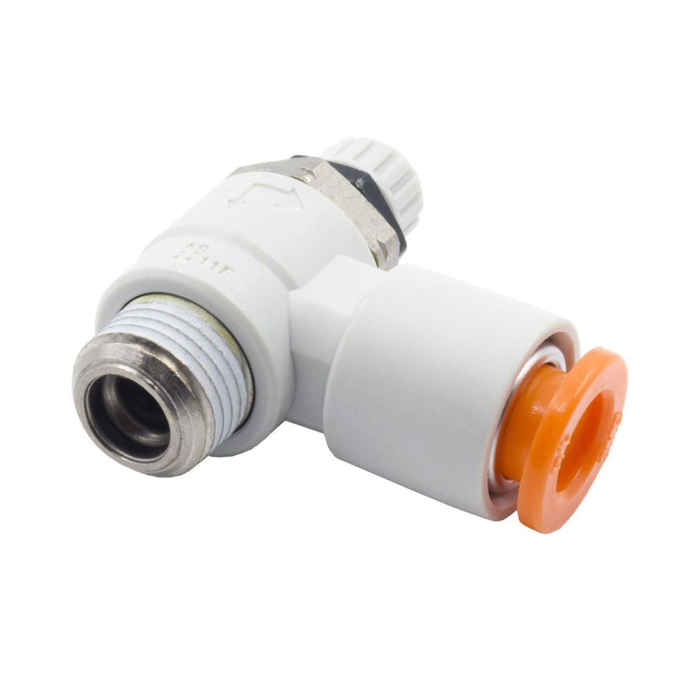 NEEDLE VALVE RIGHT ANGLE 1 4 IN OD QUICK DISCONNECT TO 1 8 INNPT (METER OUT)
