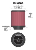 K&N Filter Universal Rubber Filter 2 1/4 inch Flange 3 1/2 inch OD 4 inch Height