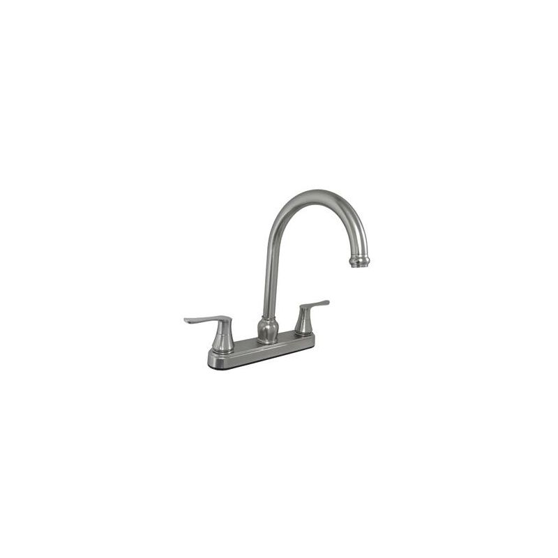 8IN NONMETALLIC KITCHEN SOLID SABER HANDLES & 25MM GOOSENECK SPOUT BRUSHED NICKEL FINISH