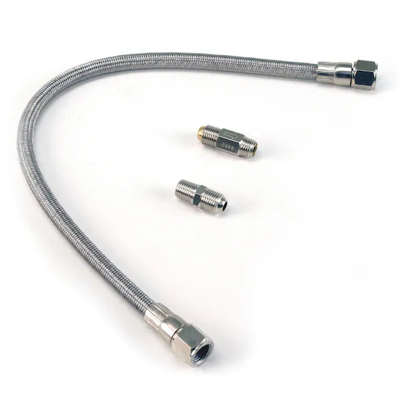 21IN STAINLESS STEEL BRAIDED PTFELINED LEADER HOSE W/CHECK VALVE(3/8IN SWIVEL)