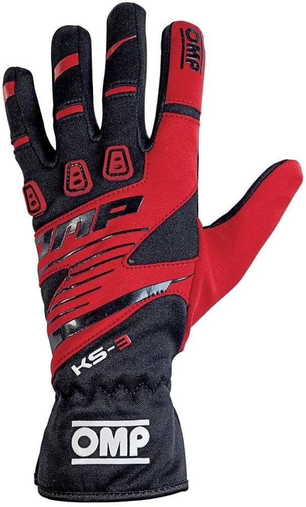 OMP KS-3 Gloves Black/Red - Size 6 (For Children)