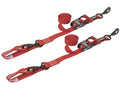 1.5IN X 10' RATCHET TIEDOWN W/ SOFTTIE (2 PACK) RED