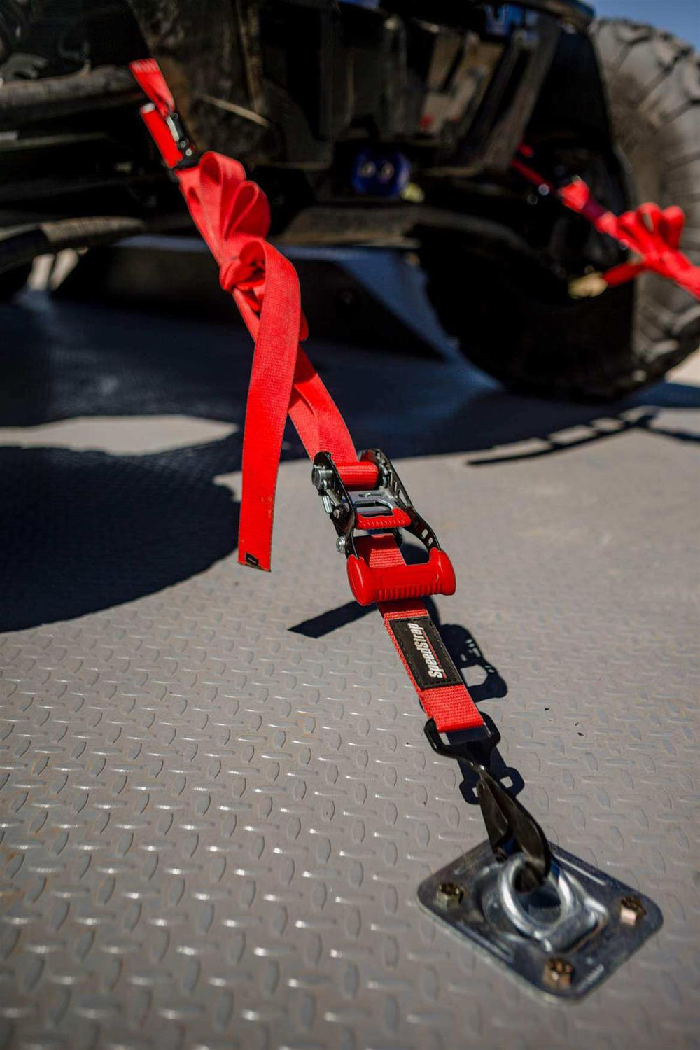 1.5IN X 10' RATCHET TIEDOWN W/ SOFTTIE (2 PACK) RED