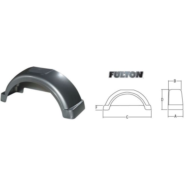 PLASTIC TRAILER FENDER W/TOP STEP 13IN TIRE SIZE SILVER