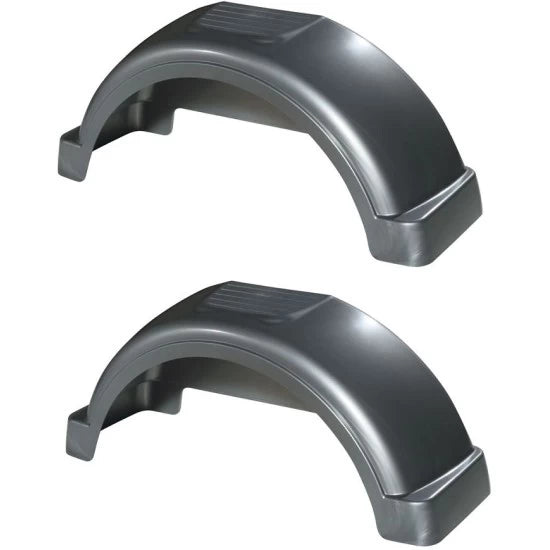 PLASTIC TRAILER FENDER W/TOP STEP 14IN TIRE SIZE SILVER