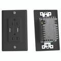 AC DUAL OUTLET WITH COVER & 2 USB CHARGE PORTS BLACK
