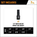 SET SKT IMP HEX SAE 1/2DR 7PC