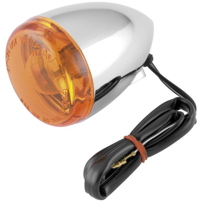 Bikers Choice Chrome Bullet Front Turn Signal Amber Lens Dual Filament Replaces H-D 68885-00