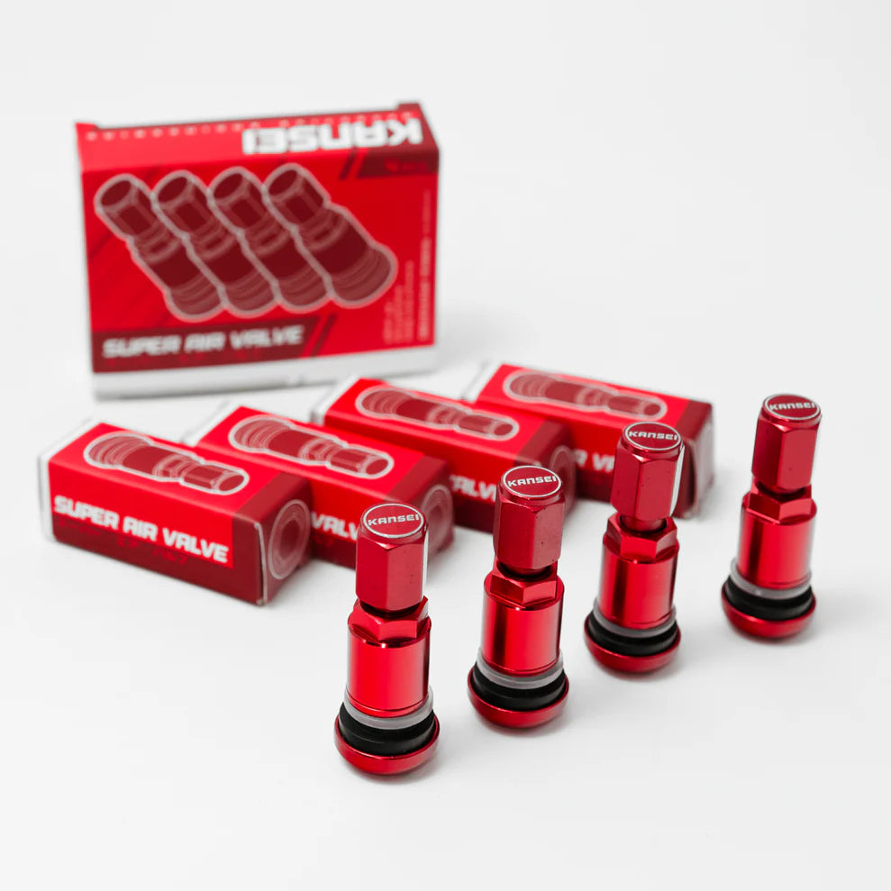 Kansei Premium Branded Red Valve Stems (Set of 4)