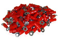 4 AWG RING TERMINAL CRIMP 10.5MM SCREW HOLE NICKEL FINISH WITH RED BOOT 100