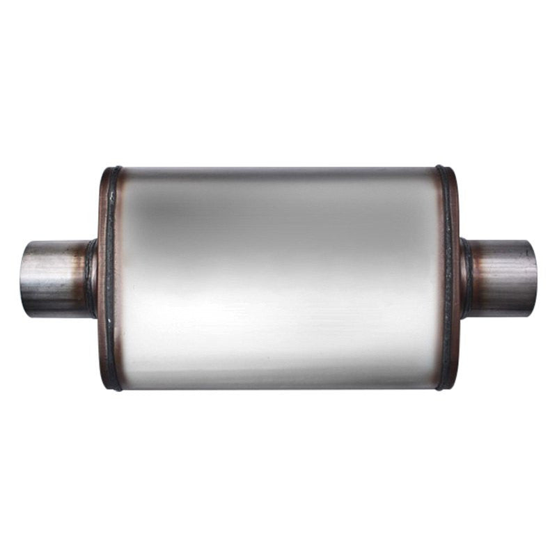 4.00INX9.00INX14.00IN CENTER/CENTER FLOW II SS MUFFLER 3.00IN ID / 3.00IN OD