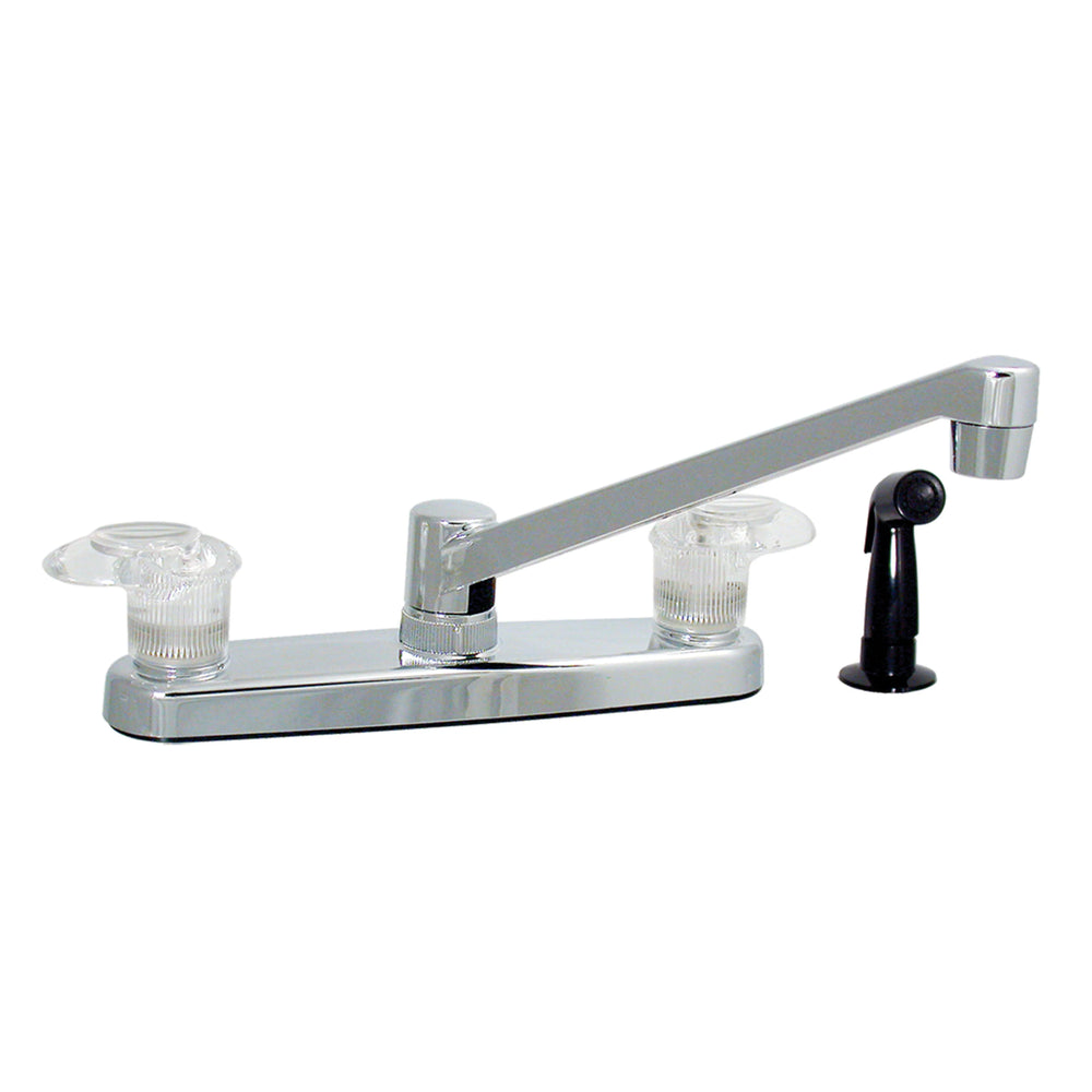 KITCHEN FAUCET W/ SIDE SPRAY 8IN 2 LEVER 1/4 TURN PLASTIC CHROME