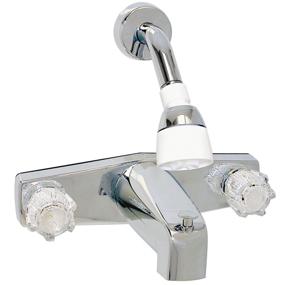 TUB/SHOWER DIV FAUCET SHOWER HEAD KIT 8IN 2 KNOB PLASTIC/BRASS CHROME