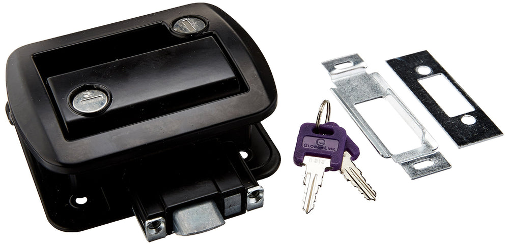 ALL METAL TRAVEL TRAILER LOCK W/KEYS BLACK